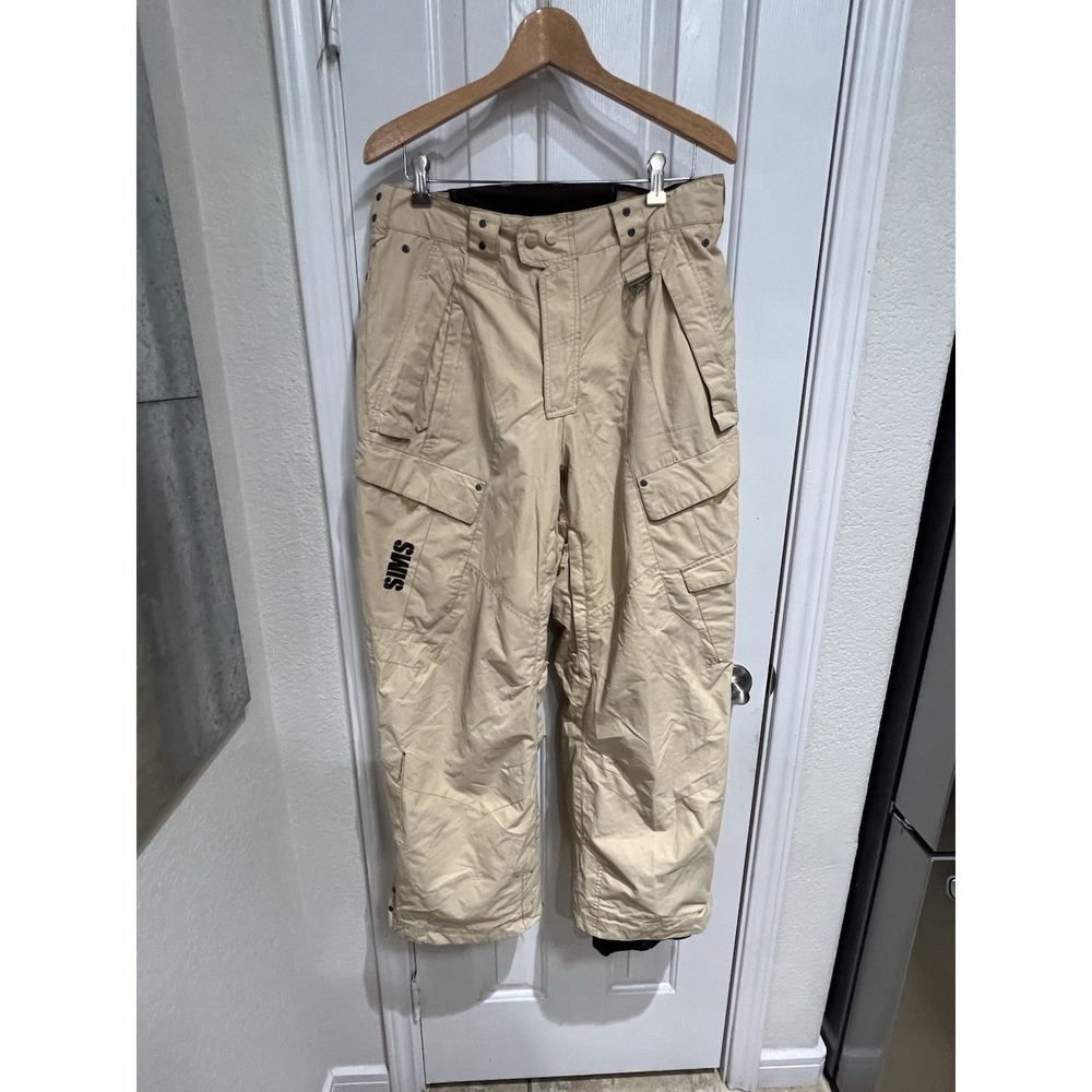 Men's Sims Tan Nylon Ski Snowboard Snow Pants-Size Medium Waterproof Insulated